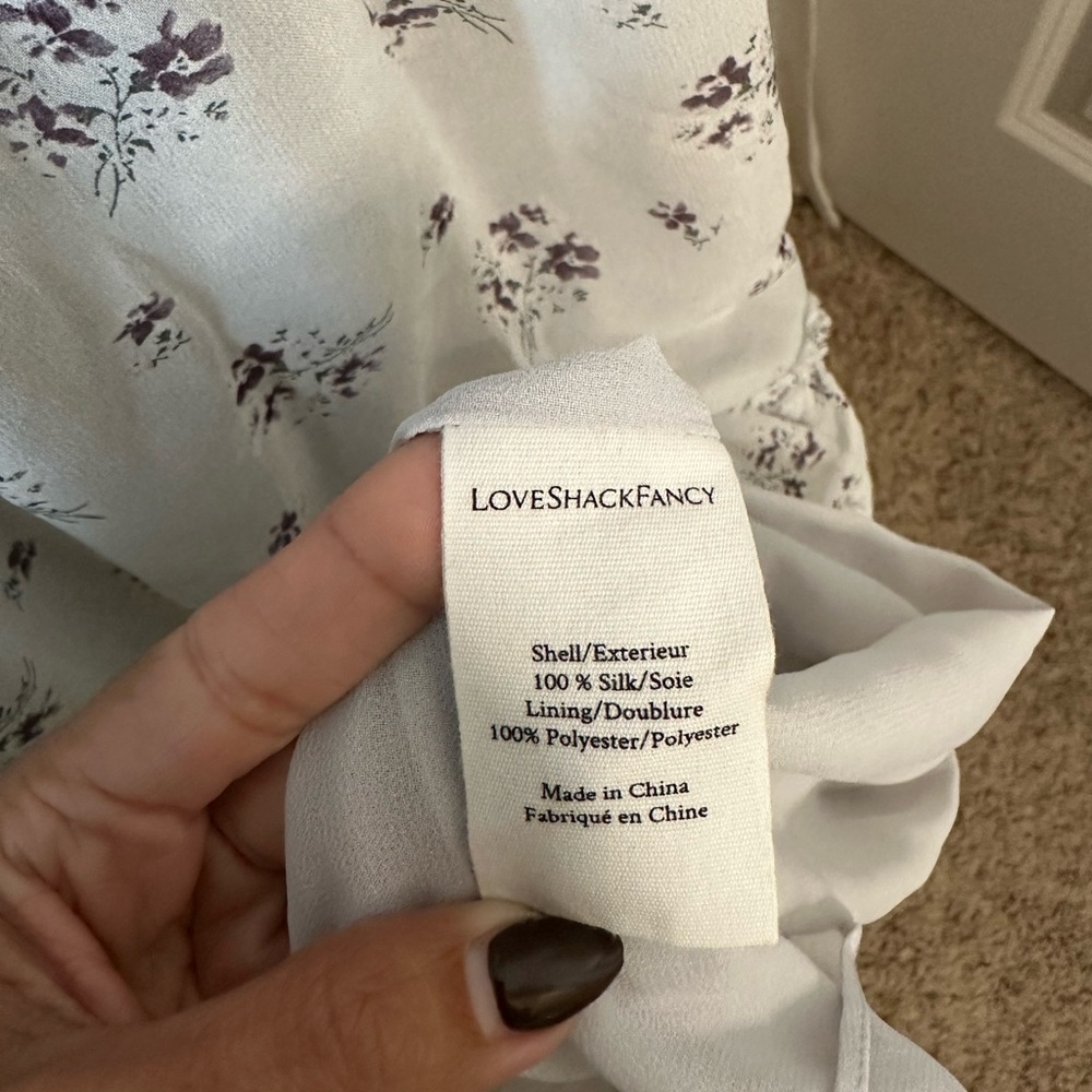 LOVESHACKFANCY lavender purple floral peasant dress size 2 - Picture 7 of 9